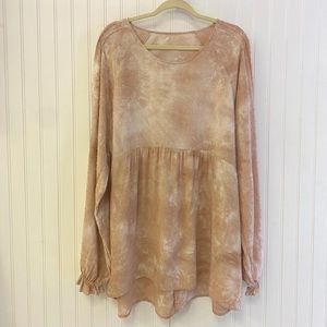 Boutique womens plus tunic top: flowy, dusty blush